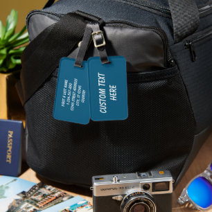 Simple plain Blue Sapphire solid colour Luggage Tag
