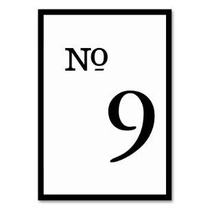 Simple Plain Border Wedding Table Numbers
