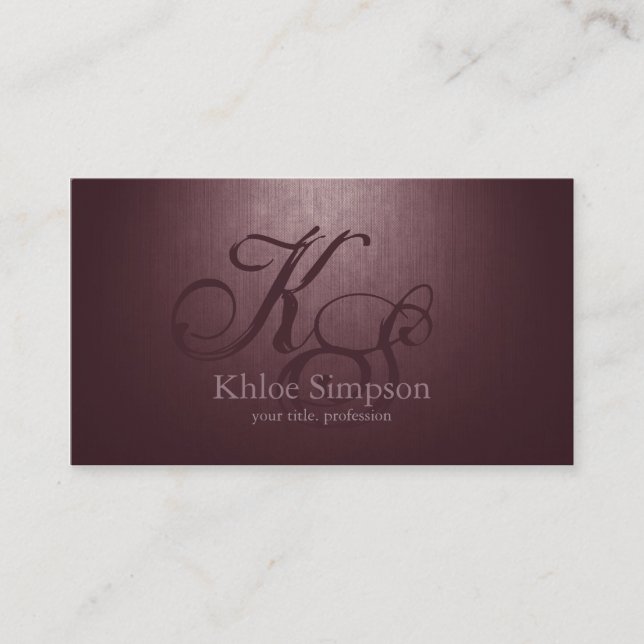 Simple Plain Bordo Custom Monogram Cool Card (Front)