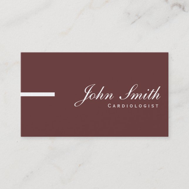 Simple Plain Brown Cardiologist Business Card (Front)