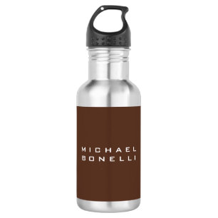 Simple Plain Brown Minimalist Modern Your Name 532 Ml Water Bottle