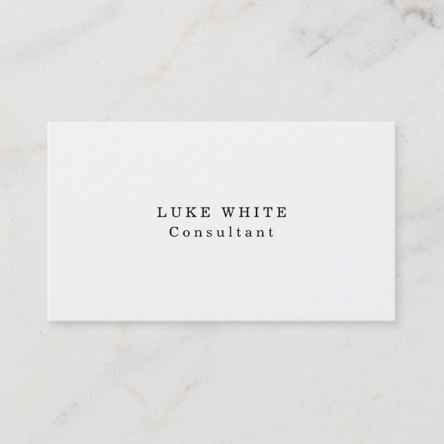 Simple Plain Classical White Professional Creative Business Card (Front)