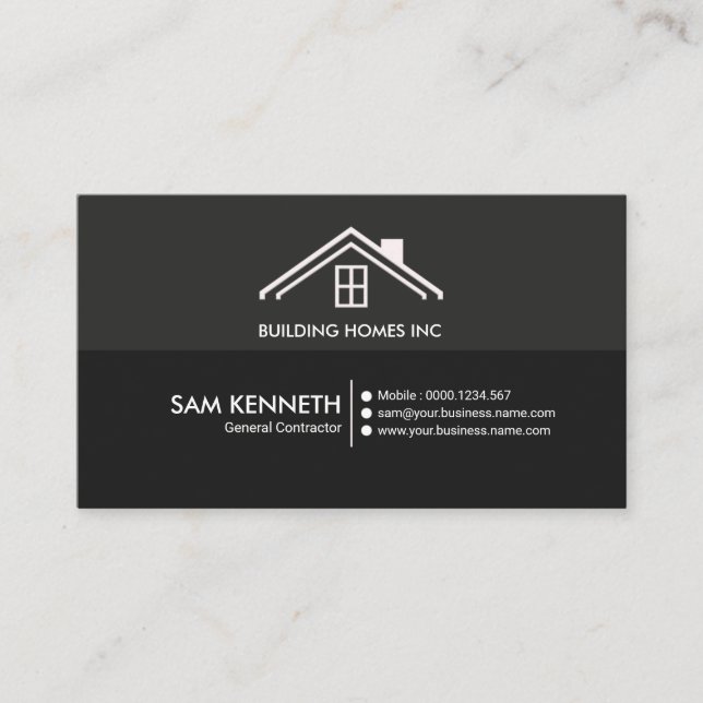 Simple Plain Creative Professional Construction Business Card (Front)