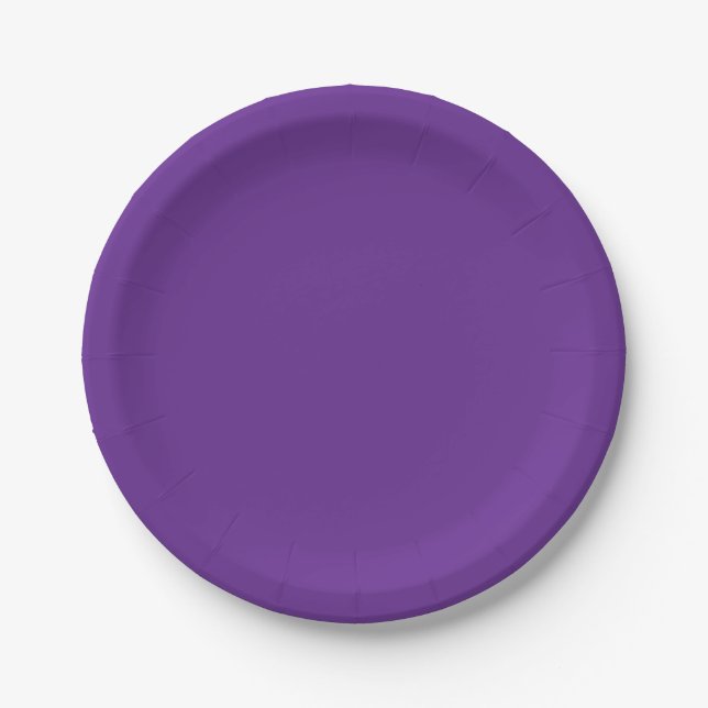 SIMPLE PLAIN CUSTOM NAME WEDDING BIRTHDAY PURPLE PAPER PLATE (Front)