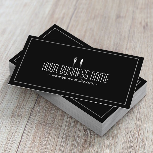 Simple Plain Dark Dining/Catering Business card (Creator Uploaded)