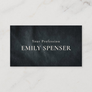 Simple Plain Dark Grey Leather Pattern Personal Business Card