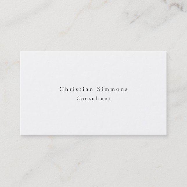 Simple Plain Elegant Black White Minimalist Modern Business Card (Front)