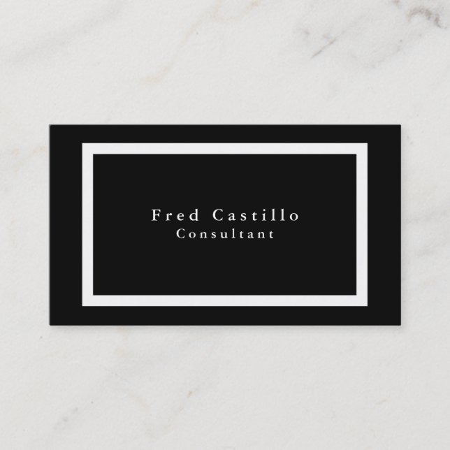Simple Plain Elegant Black White Modern Business Card (Front)