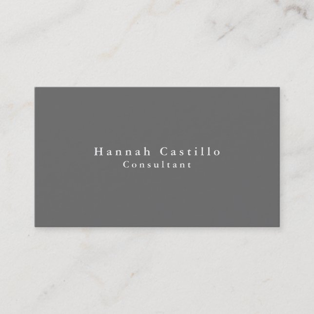 Simple Plain Elegant Dim Grey Modern Business Card (Front)