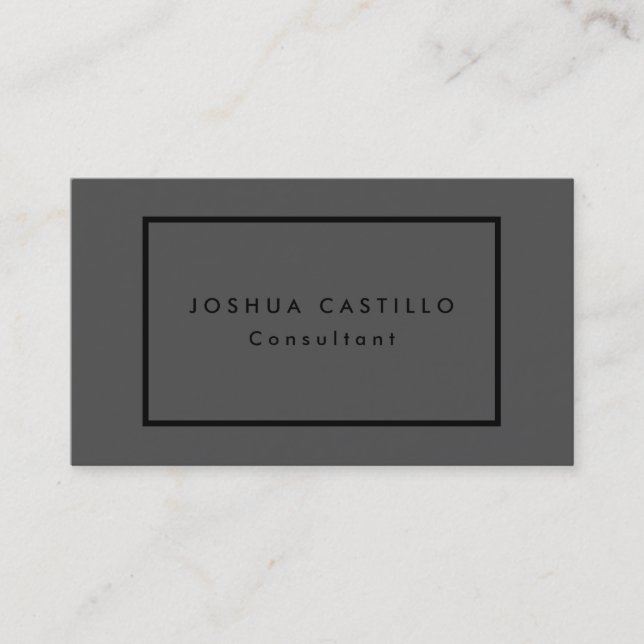 Simple Plain Elegant Grey Black Modern Business Card (Front)