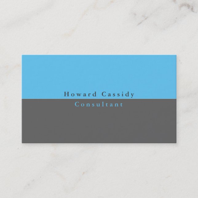 Simple Plain Elegant Grey Blue Minimalist Modern Business Card (Front)