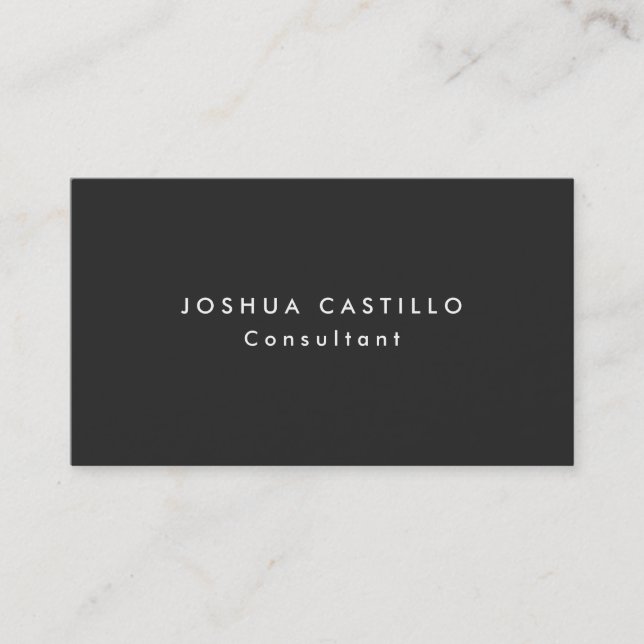Simple Plain Elegant Grey Modern Professional Business Card (Front)