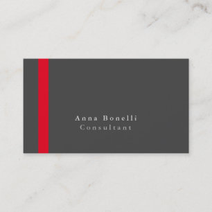 Simple Plain Elegant Grey Red Minimalist Modern Business Card