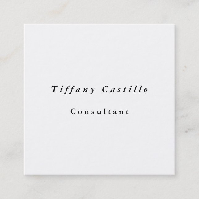 Simple Plain Elegant Minimalist Modern Square Business Card (Front)