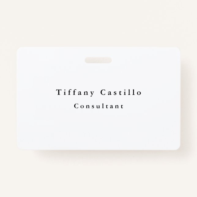 Simple Plain Elegant Modern ID Badge (Front)