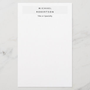 Simple Plain Elegant Modern Minimalist White Stationery