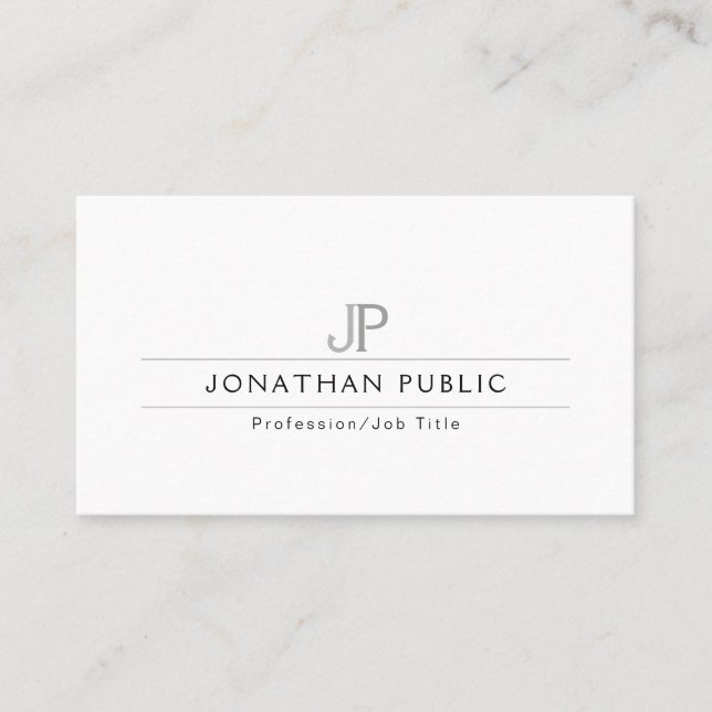 Simple Plain Elegant Modern Professional Monogram Business Card (Front)