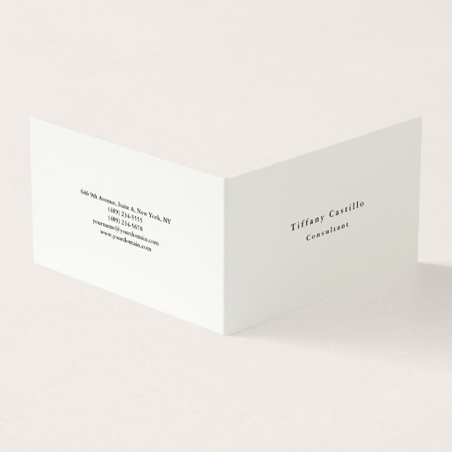 Simple Plain Elegant Signature Cream Modern Business Card (Outside)