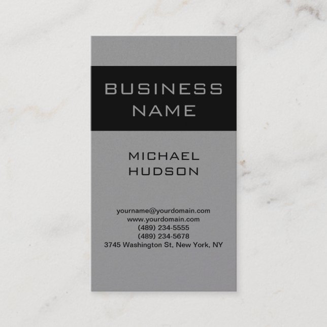 Simple Plain Grey Black Consultant Business Card (Front)