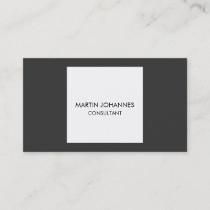 Simple Plain Grey White Square Business Card