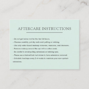 Simple Plain Lash Extension Microblading Aftercare Business Card