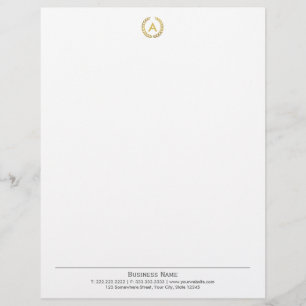 Simple Plain Laurel Wreath Monogram Letterhead