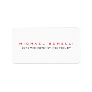 Simple Plain Legible Red White Address Label