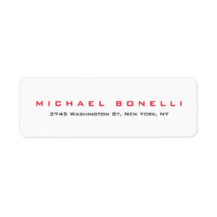 Simple Plain Legible Red White Address Label Return Address Label