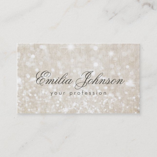 Simple Plain Linen Shimmering Business Card (Front)