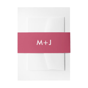 Simple Plain Magenta Monogram Wedding Invitation Belly Band