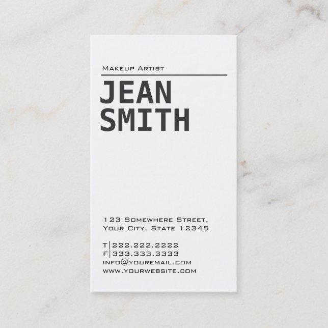 Simple Plain Make-up Artist Business Card (Front)