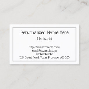 Simple & Plain Manicurist Business Card