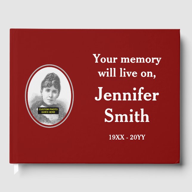 Simple & Plain Memories Guestbook; Custom Photo Guest Book (Front)