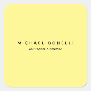 Simple Plain Minimal Elegant Modern Light Yellow Square Sticker