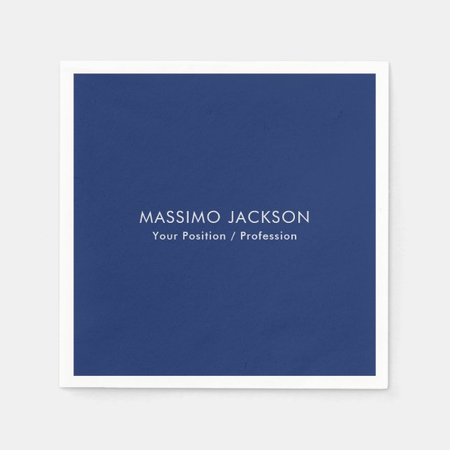 Simple Plain Minimalist Elegant Modern Blue Napkin (Front)