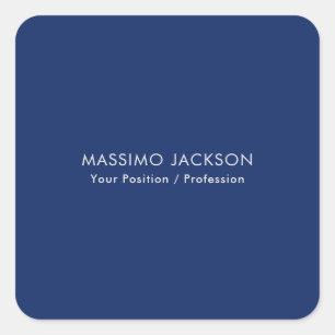 Simple Plain Minimalist Elegant Modern Blue Square Sticker