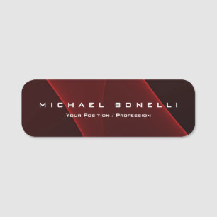 Simple Plain Minimalist Elegant Modern Brown Red Name Tag