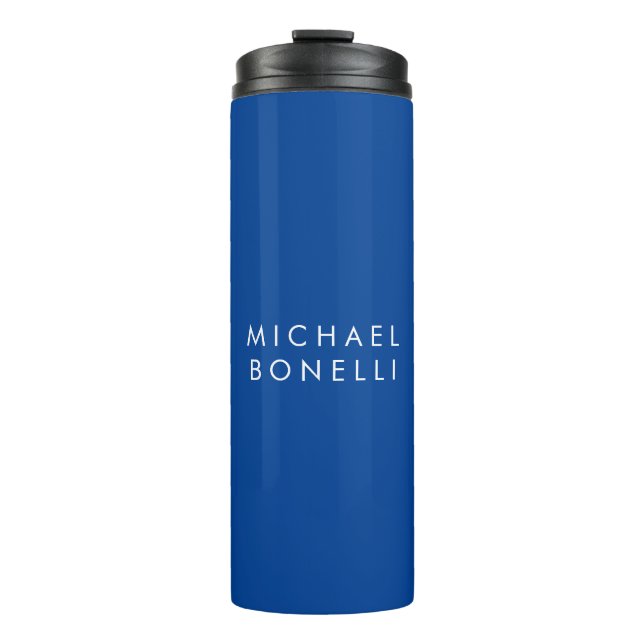 Simple Plain Minimalist Elegant Modern Deep Blue Thermal Tumbler (Front)