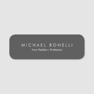 Simple Plain Minimalist Elegant Modern Grey Name Tag