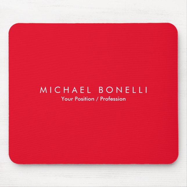 Simple Plain Minimalist Elegant Modern Red Mouse Pad (Front)
