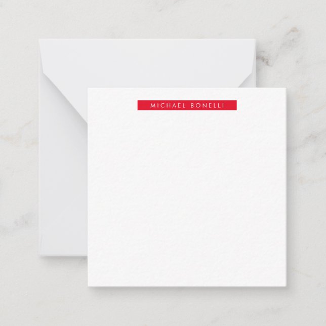 Simple Plain Minimalist Elegant Modern Red White Card (Front)