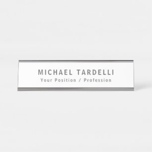 Simple Plain Minimalist Elegant Modern White Desk Name Plate