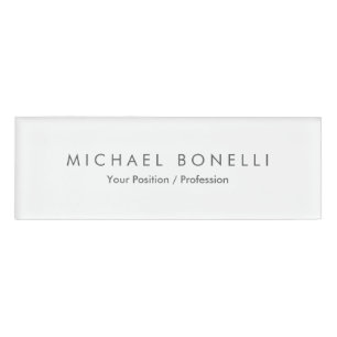 Simple Plain Minimalist Elegant Modern White Name Tag