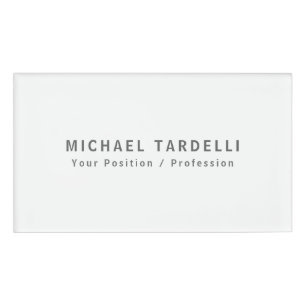 Simple Plain Minimalist Elegant Modern White Name Tag
