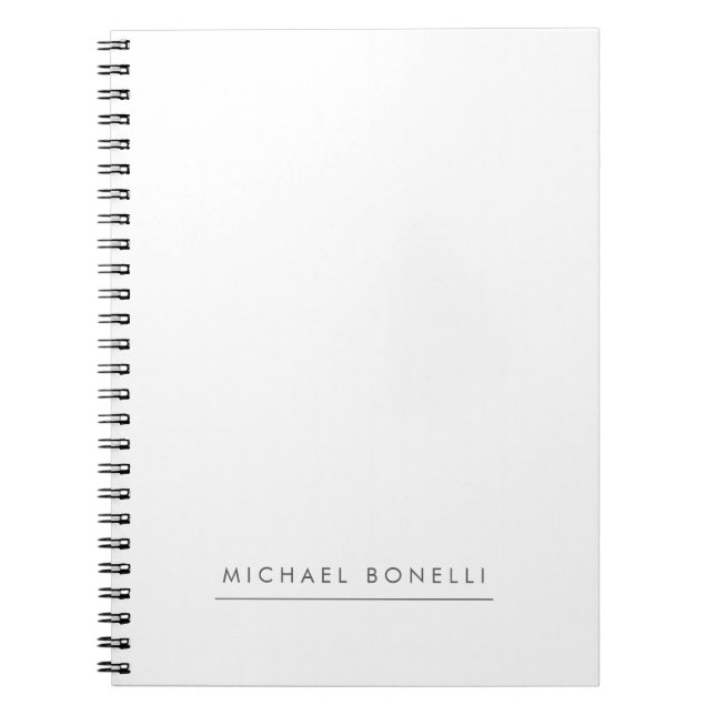 Simple Plain Minimalist Elegant Modern White Notebook (Front)