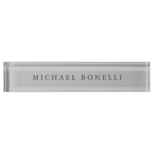 Simple Plain Modern Elegant Silver Grey Nameplate
