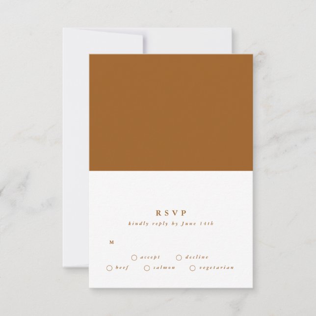 Simple Plain Modern Text Terracotta Desert Wedding RSVP Card (Front)