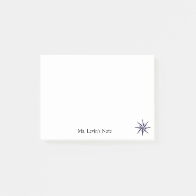 Simple Plain Nautical Star Sailing Theme Custom Post-it Notes (Front)