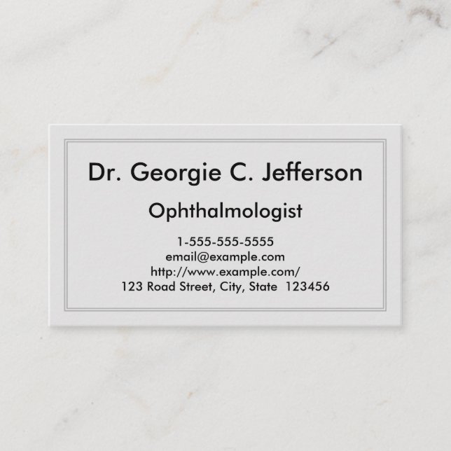 Simple & Plain Ophthalmologist Business Card (Front)