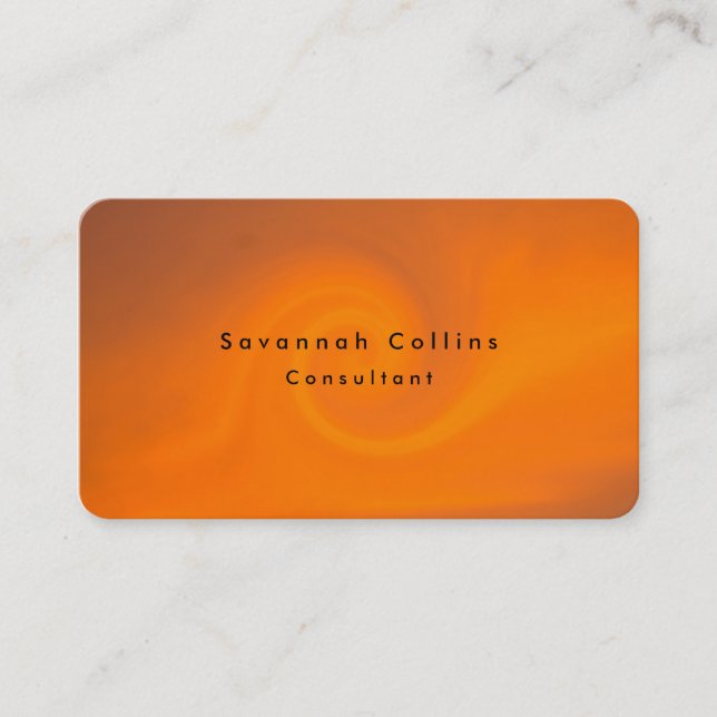 Simple Plain Orange Background Minimalist Modern Business Card (Front)